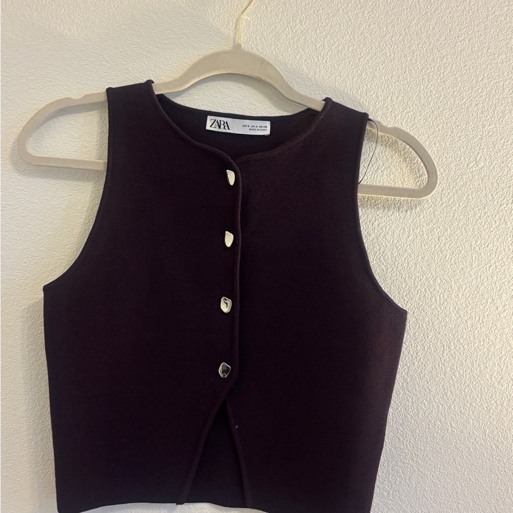 Zara Women's Dark Purple Sleeveless Blouse